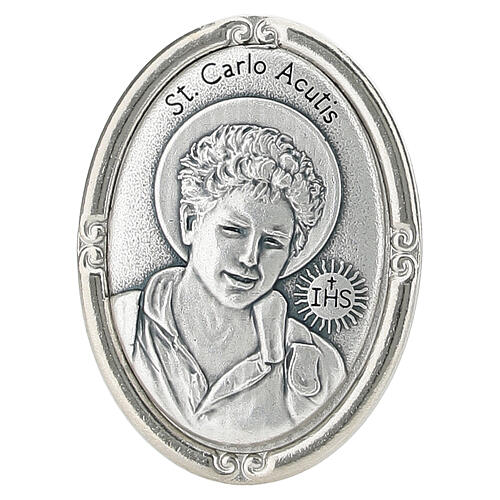 Medallita ovalada de mesa Carlo Acutis 40x30 mm zamak 1