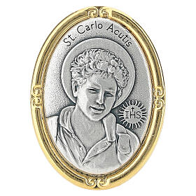 Tischmedaille Carlo Acutis – zweifarbig gold- und silberfarben, 40 × 30 mm