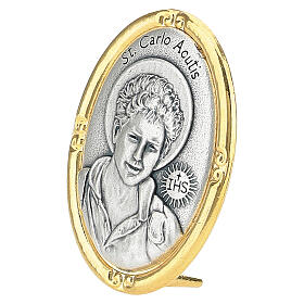 Tischmedaille Carlo Acutis – zweifarbig gold- und silberfarben, 40 × 30 mm