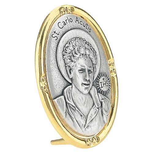 Tischmedaille Carlo Acutis – zweifarbig gold- und silberfarben, 40 × 30 mm 3