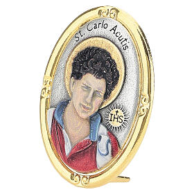 Medaglia da tavolo dorata Carlo Acutis colorato 40x30 mm zama
