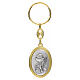 Oval gold and silver Carlo Acutis coloured key ring, 1.6x1.2 in, zamak s2