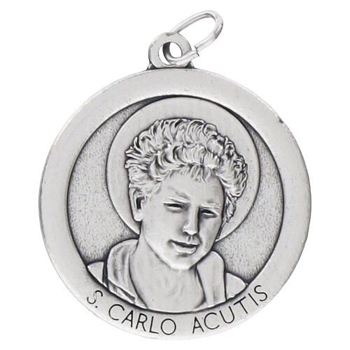 1.25-inch circular medal of Carlo Acutis in zamak 1