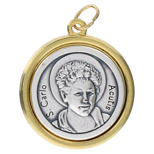 Médaille bicolore Carlo Acutis 30 mm en zamak 1