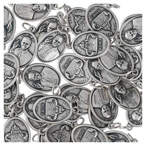 Medalha zamak prateada Papa Leão XIII e São Pedro 25 mm 4