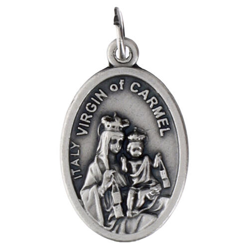 Médaille 25 mm en zamak argenté Notre‑Dame du Mont‑Carmel et Sacré‑Cœur 3
