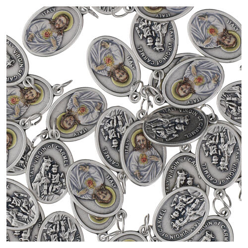 Médaille 25 mm en zamak argenté Notre‑Dame du Mont‑Carmel et Sacré‑Cœur 4