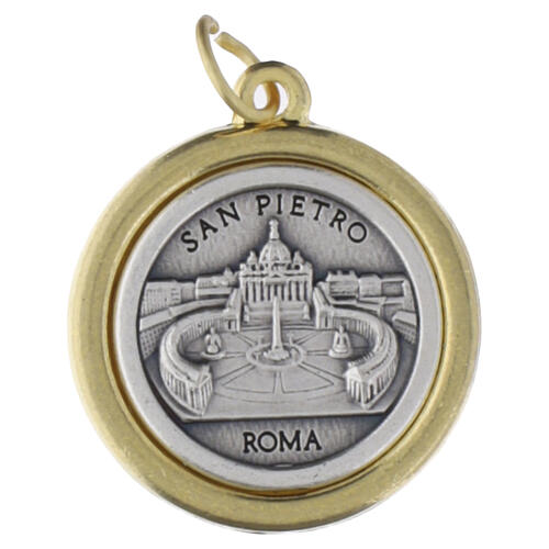 Medaglia 20mm tonda bicolore Papa Leone XIV e San Pietro zama 2