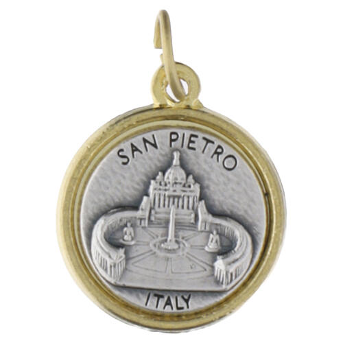 Pope Leo XIV Round medal 15 mm, Silver-Plated Zamak with Gold Rim 2