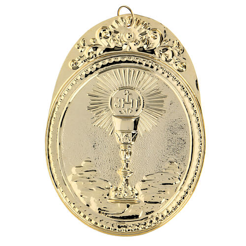 Medalion dla konfraterni Kielich z IHS mosiądz 4