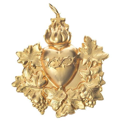Confraternity Medal in brass, Sacred Heart with garland 1