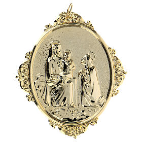 Medaglione confraternite Madonna con bambino ottone