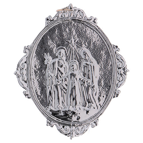 Medalhão de irmandade latão Sagrada Família com Trinidade 2