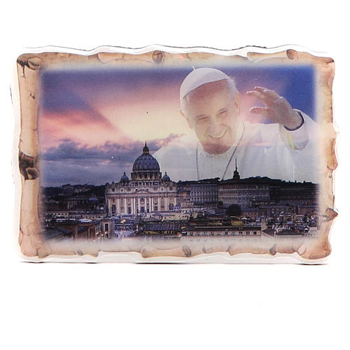 Aimant parchemin Pape François coucher soleil 8x5,5 cm 1