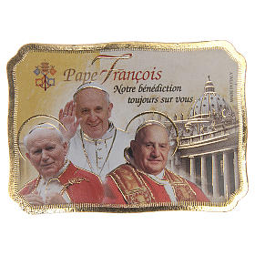 STOCK Magnet 3 Popes wooden parchment 8x5,5cm FRENCH