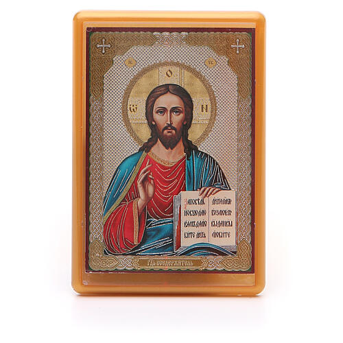 Russischer Magnet aus Plexiglas mit Abbildung von Christus Pantokrator, 10 x 7 cm 1