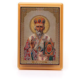 Russischer Magnet aus Plexiglas mit Bild von Sankt Nikolaus, 10 x 7 cm