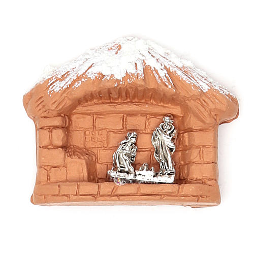 Magnet Heilige Familie Terrakotta mit Schnee 1