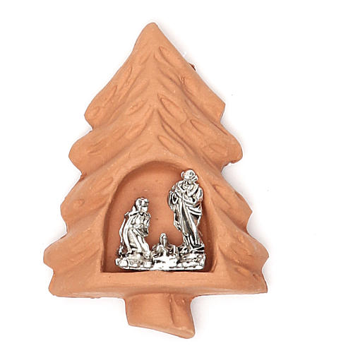 Magnet Heilige Familie im Tannenbaum Terrakotta 1