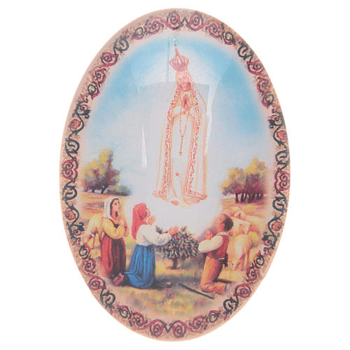 Aimant en verre ovale avec Notre-Dame de Fatima 1