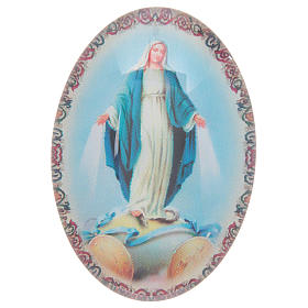 Aimant en verre ovale avec Vierge Miraculeuse