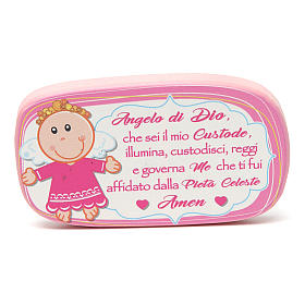 Magnets religieux: Aimant en bois Ange de Dieu rose Magnets religieux: Aimant en bois Ange de Dieu rose
