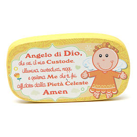 Magnets religieux: Aimant en bois Ange de Dieu jaune Magnets religieux: Aimant en bois Ange de Dieu jaune