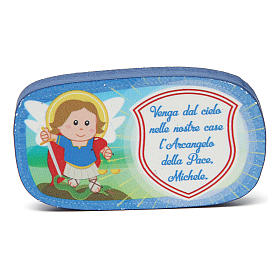 Magnete in legno colorato dell' Arcangelo Michele s1