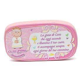 Pink wooden magnet for Holy Communion