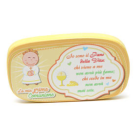 Yellow wooden magnet for Holy Communion