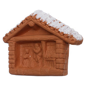 Magnet with hut and Nativity Scene in Deruta terracotta