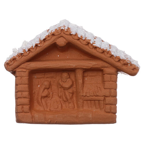 Terracotta magnet Nativity stable with Holy Family Deruta 1