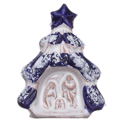 Christmas tree magnet with Holy Family, Deruta terracotta 1