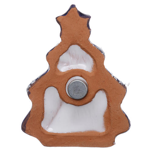 Christmas tree magnet with Holy Family, Deruta terracotta 3