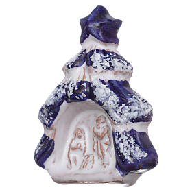 Imán árbol de navidad con Natividad de terracota Deruta
