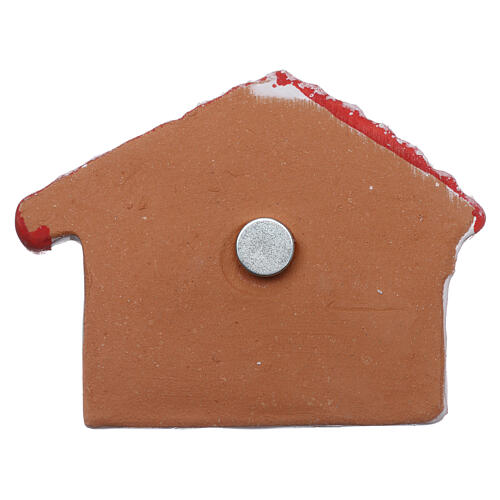 Colorful house with Nativity Deruta terracotta magnet 3