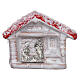 Colorful house with Nativity Deruta terracotta magnet s1