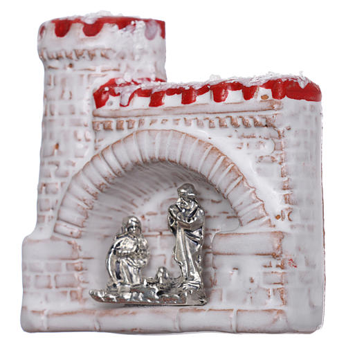 Magnet with castle and Nativity Scene in Deruta terracotta 2