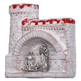 Deruta terracotta magnet castle with Nativity