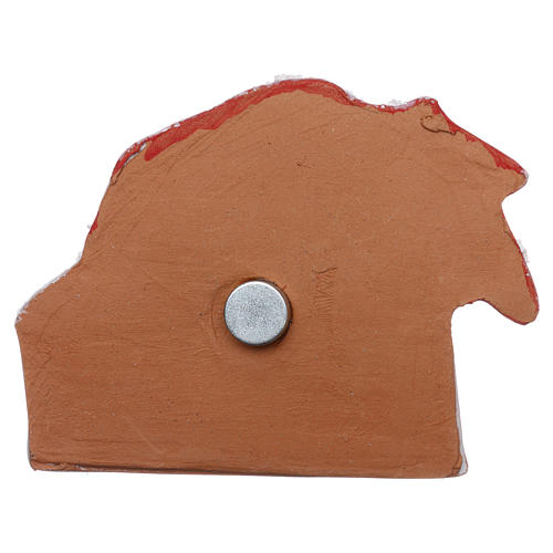 Magnet with snowy palm tree and Nativity Scene in Deruta terracotta 3