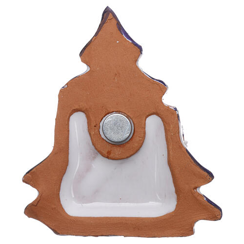 Magnet aus Terrakotta von Deruta in Form einer kleinen Hűtte und Weihnachtsbaum mit Christi Geburt 3