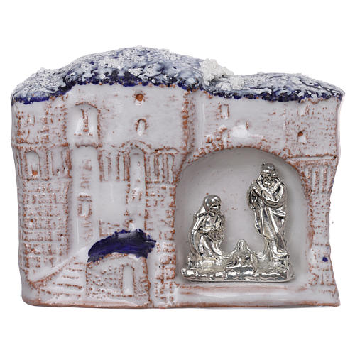Magnet with houses and Nativity Scene in Deruta terracotta 1