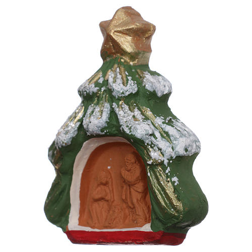 Magnet with tree and Nativity Scene in Deruta terracotta 2