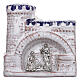 Magnet aus Terrakotta von Deuta mit weiß-blauem Schloss und Christi Geburt aus Metall s1