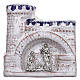 Aimant en terre cuite Deruta château bleu et blanc et Nativité en métal s1