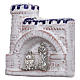 Magnete terracotta Deruta castello  blu e bianco e Natività in metallo s2