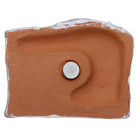 Magnete terracotta Deruta paesaggio bianco con Natività s3
