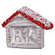 Magnet aus rot-weißer polierter Terrakotta von Deruta mit Häuschen und Christi Geburt s2