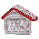 Magnet with red and white house and Nativity Scene in Deruta terracotta s2