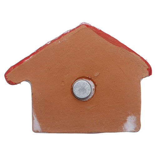Terracotta magnet red and white house with Nativity Deruta 3